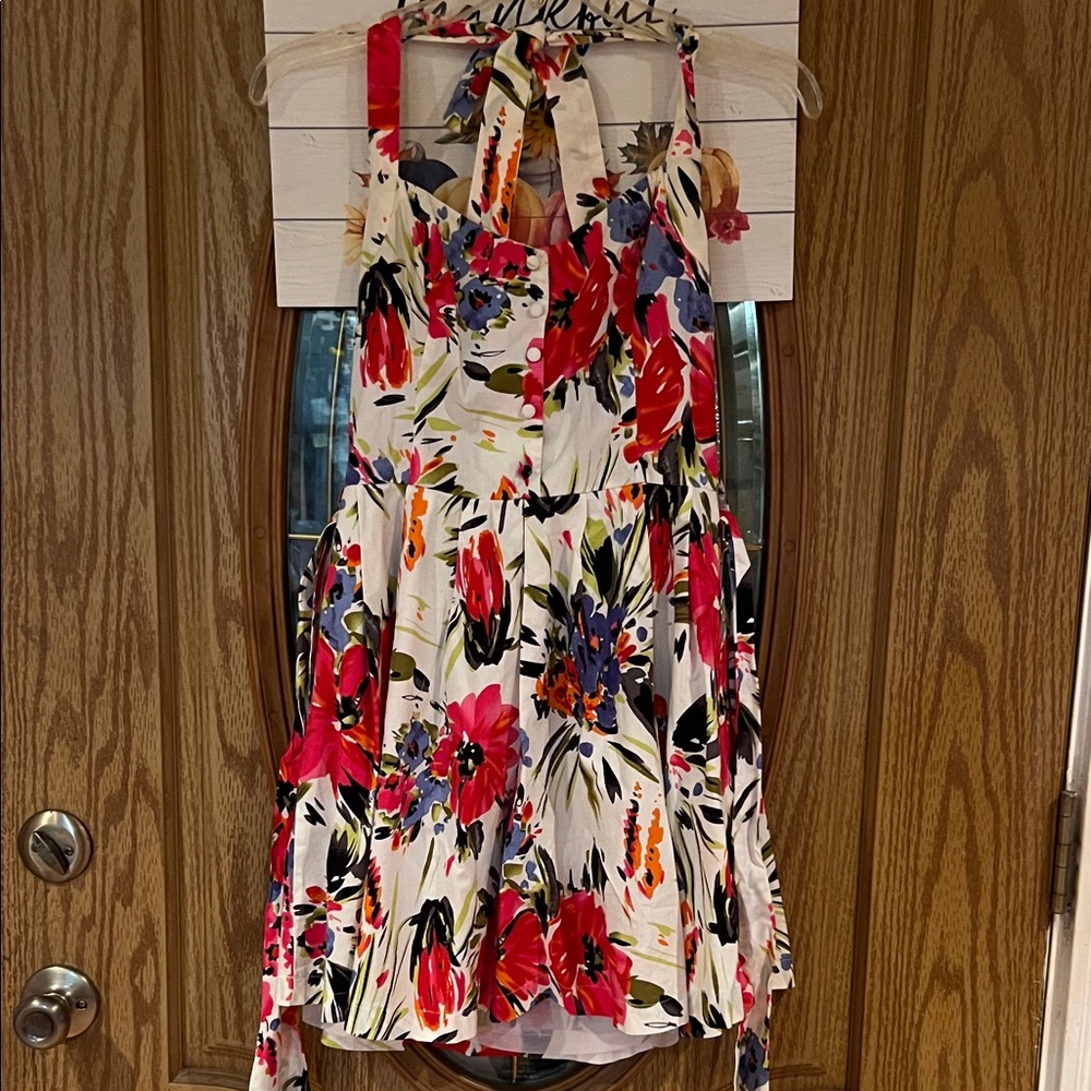Vibrant Floral Backless Dress